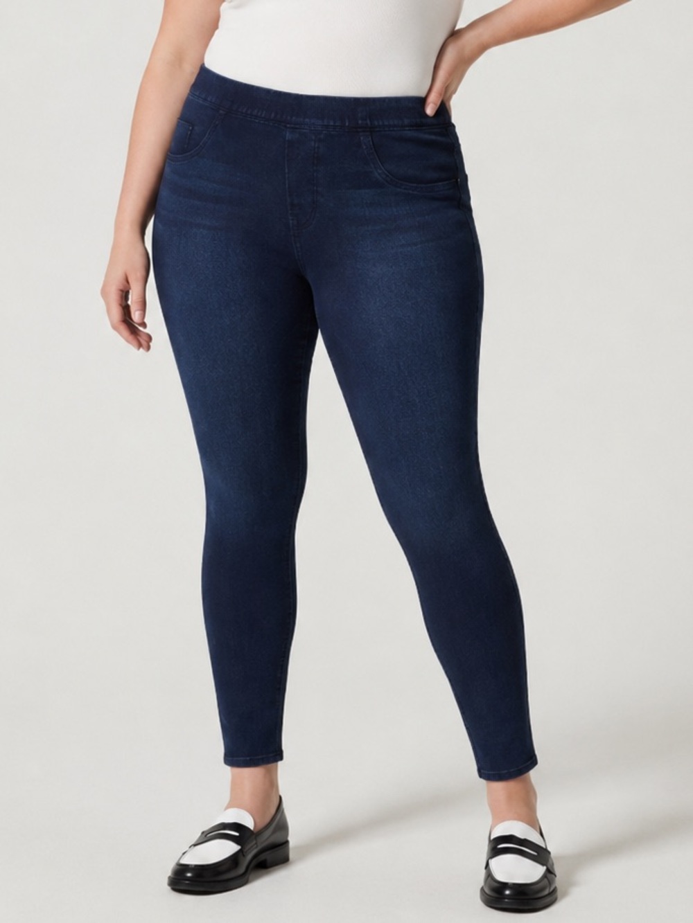 SPANX Jean-ish Ankle Leggings 3X Twilight Rinse Dark Blue